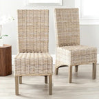 Set van 2 eetkamerstoelen van naturel rotan, 19W x 22D x 41H, boho-kuststijl