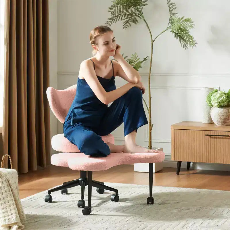 Sedia da ufficio ergonomica Pinmoco a gambe incrociate, sedia da meditazione regolabile in altezza, girevole a 360, con supporto lombare, per attività e ufficio, sedia per ADHD