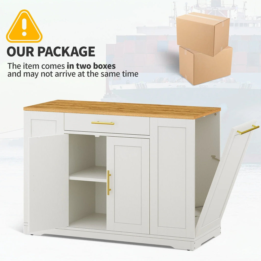 Meuble îlot de cuisine roulant Moasis de 53 pouces, avec rangements, portable et mobile