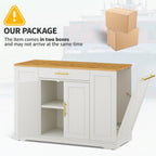 Meuble îlot de cuisine roulant Moasis de 53 pouces, avec rangements, portable et mobile