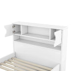 Lit plateforme capitaine une place/deux places avec 4 tiroirs et étagères de rangement, cadre en bois massif avec tête de lit bibliothèque et rangements