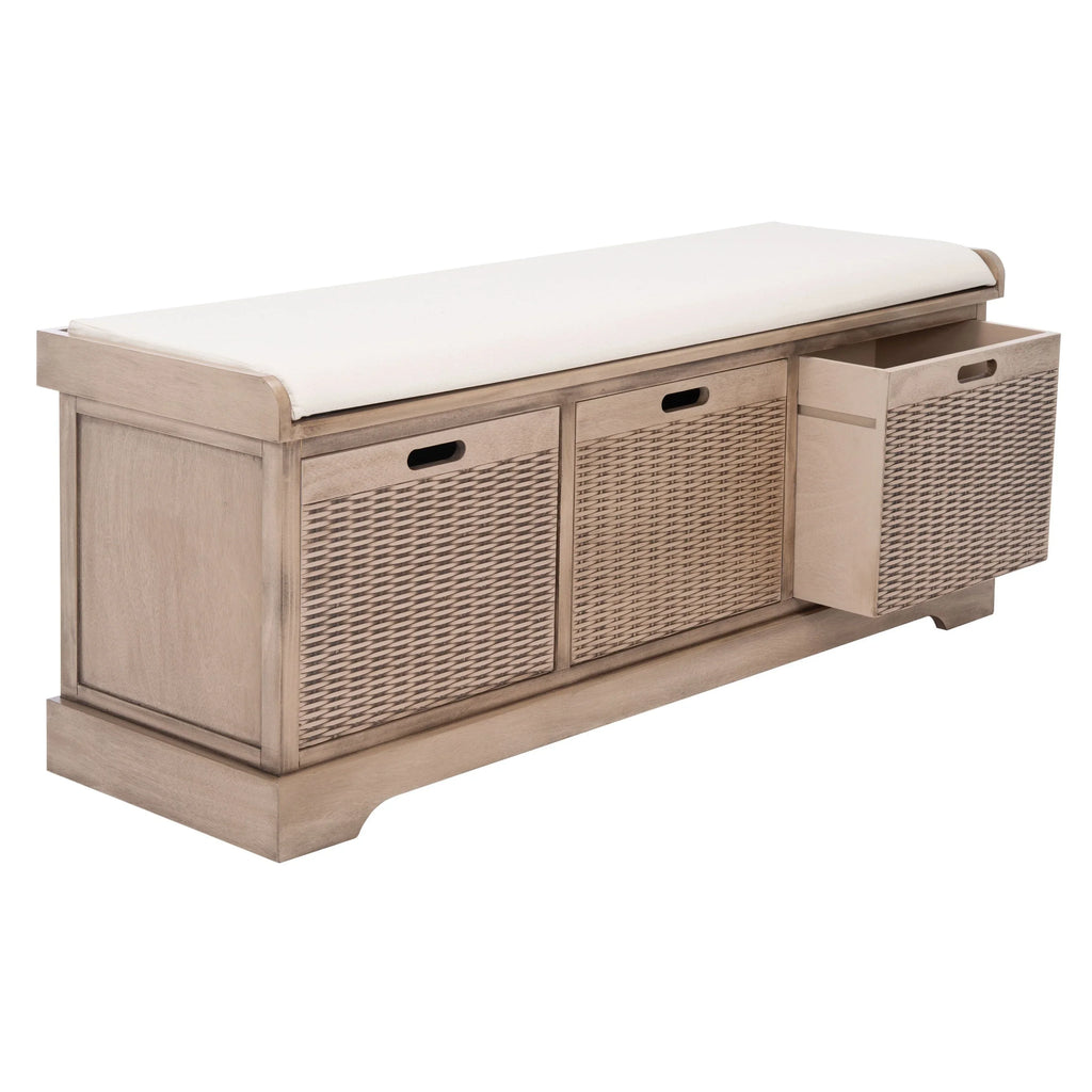 Panca contenitore SAFAVIEH Fiorello a 3 cassetti con cuscino - 47.3 W x 15 L x 19 H - 47Wx15Dx19H
