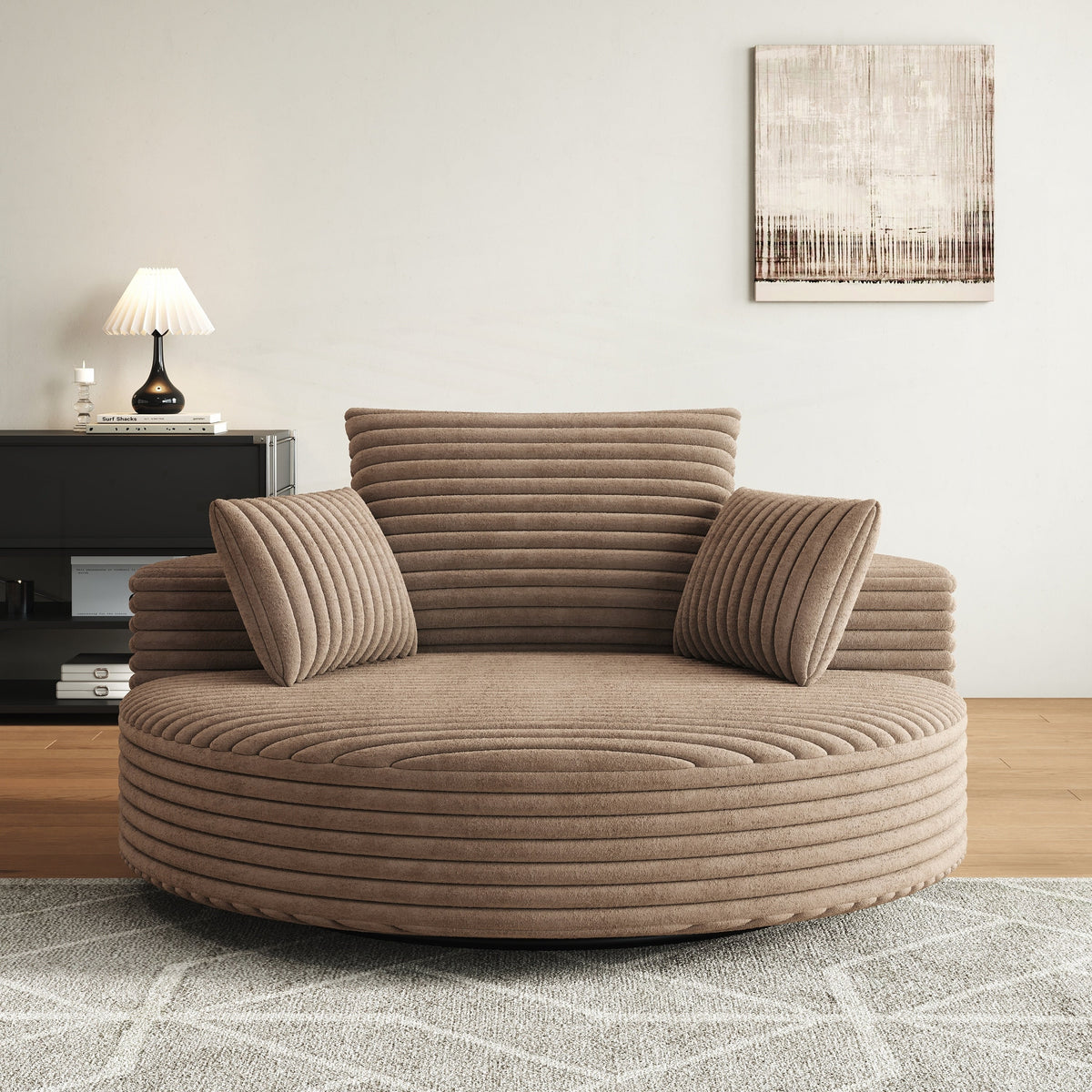 Draaifauteuil voor één persoon van corduroy, chenille en schuim