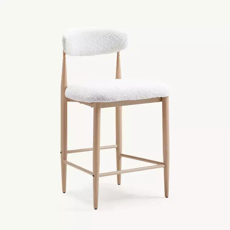 Bouclé-Barhocker ohne Armlehnen, 4er-Set, mit Metallbeinen in Holzoptik für Küche, Wohnzimmer, Restaurant und Café - Morden Fort