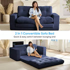 Rozkładana sofa-futon Mjkone 2 w 1 o szerokości 71', tapicerowana tkaniną sztruksową, z pikowanymi guzikami, dwuosobowa sofa z funkcją spania, oszczędzająca miejsce
