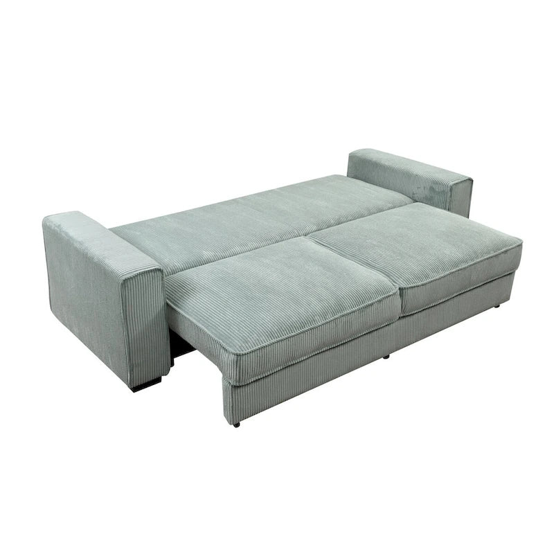 Divano letto grande Roomfitters con contenitore, divano moderno a 3 posti, divano imbottito con schienale per piccoli spazi
