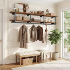 Besiost 2-Tier Clothing Rack with Hanging Rod, Clothing Shelves with Top Shelf