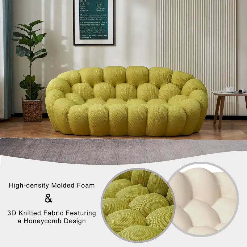 Gebogenes Bubble-Sofa für 2 Personen in Wabenform mit 3D-Textilgewebe fürs Wohnzimmer, Salon oder Apartment