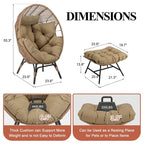 Fauteuil œuf d’intérieur FINCATI, fauteuil œuf d’extérieur supportant 440 lb, fauteuil œuf grand format avec pouf, fauteuil œuf luxueux et confortable avec repose-pieds