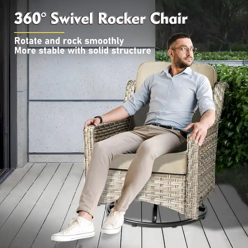 XIZZI 9-delige loungeset voor buiten met draaibare stoel