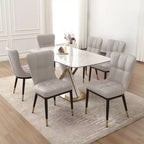 Bekrvio Dining Room Chairs Set of 6, Modern Upholstered Faux Leather Seat with High Back, Metal Legs, Armless Kitchen Chairs for Living Dinning Room
