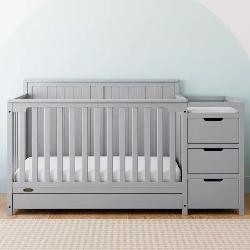 5-in-1-Kinderbett mit Wickelkommode und Schublade