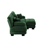 Narożna sofa dwuosobowa w kształcie litery L z tapicerką chenille i poduszkami lędźwiowymi
