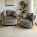 2er-Set übergroßer Cord-Sessel mit Drehfunktion, 43 W, und Kissen