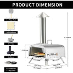 Multifuel-Pizzaofen für draußen, Pizzabäcker für Steinofenpizza mit Gasbrenner und Holzbox - 12 inch