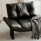 Fauteuil d'appoint contemporain noir en chenille capitonnée sans accoudoirs