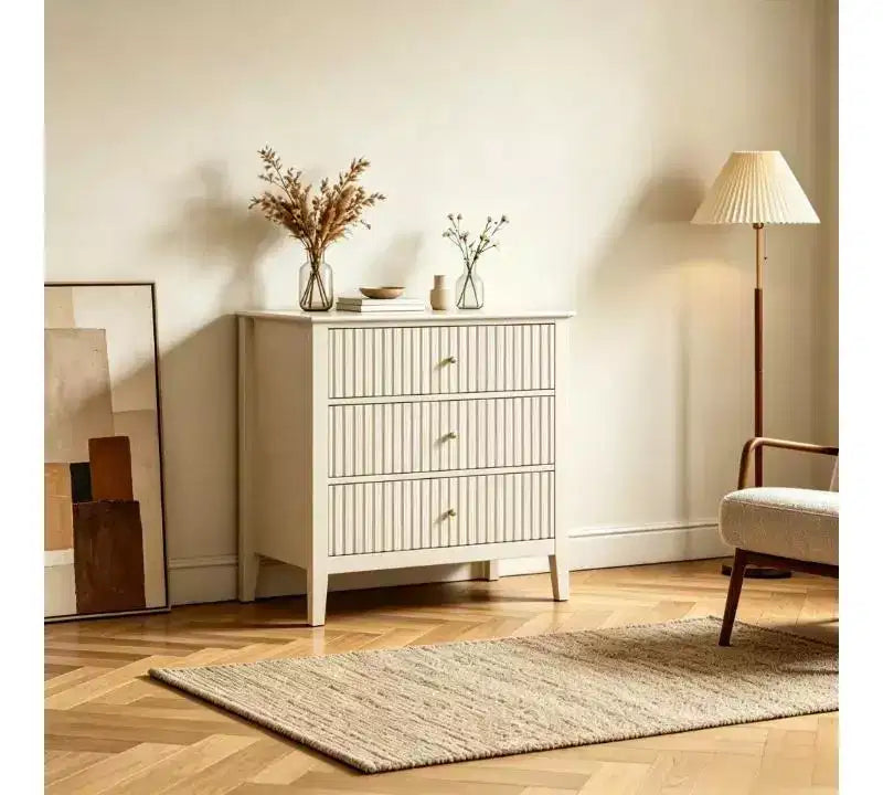 Heynemo Kommode mit 3 Schubladen, lackierter, 30 Zoll hoher Nachttisch aus Holz mit Stauraum, breite moderne Kommode mit kugelgelagerten Schienen