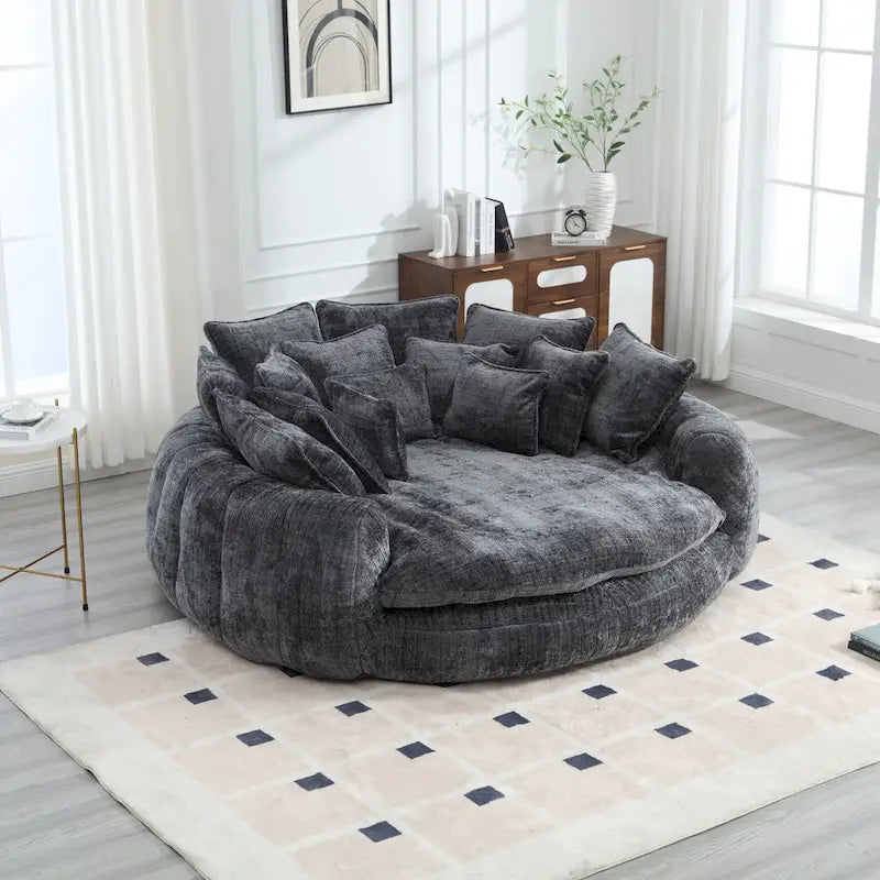 Comfortabele tweezits slaapbank met afgeronde rugleuning, extra grote slaapbank met armleuningen