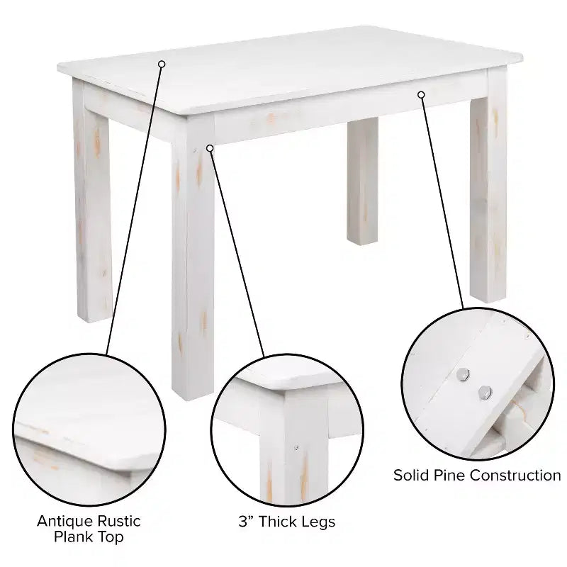 Flash Furniture rechthoekige boerderij-eettafel van massief grenenhout, 46 x 30