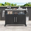 Outdoor-Kücheninsel mit Edelstahl-Tischplatte, Grillwagen aus Metall mit Stauraumschrank - N/A