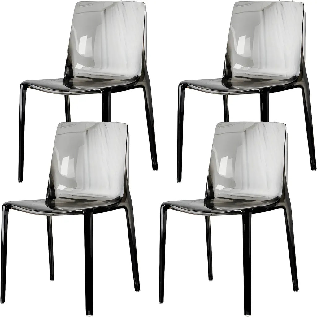 Chaise de salle à manger ambre en acrylique, sans accoudoirs et à dossier bas
