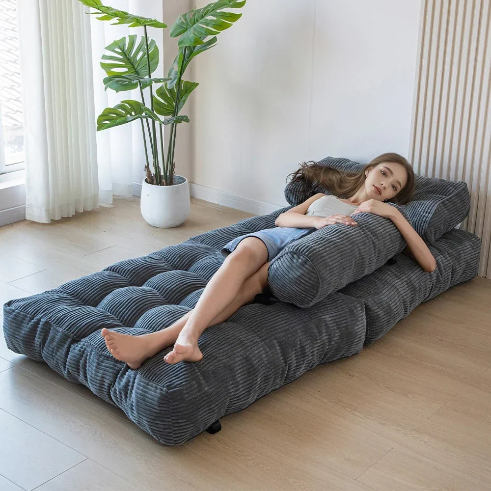 Sofá-cama dobrável de bombazina de 8 lugares, individual
