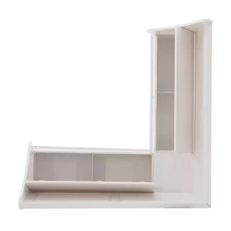 Banc d’angle petit-déjeuner Tobin traditionnel en bois massif, sans dossier, avec rangement et coussin blanc - Linon