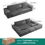 Veranderbare modulaire wolkenbank, comfortabele corduroy hoekbank met diepe zitting en hoge kussens, eenvoudig te monteren