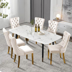Upholstered Tufted Velvet Dining Chair with Solid Wood Legs Set of 6