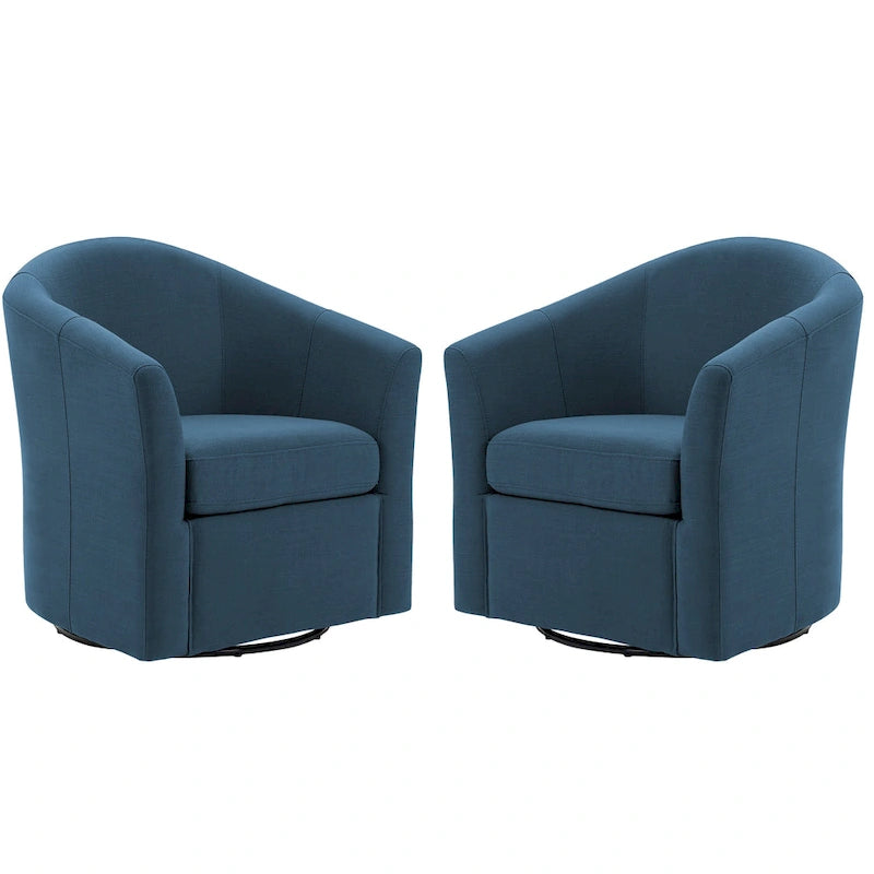 Set aus 2 modernen gepolsterten Dreh-Clubsesseln als Akzentstühle fürs Wohnzimmer
