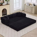 Canapé-lit convertible 4-en-1, matelas de sol pliant en velours côtelé sans cadre de 79 avec coussin, causeuse sans montage pour petit appartement