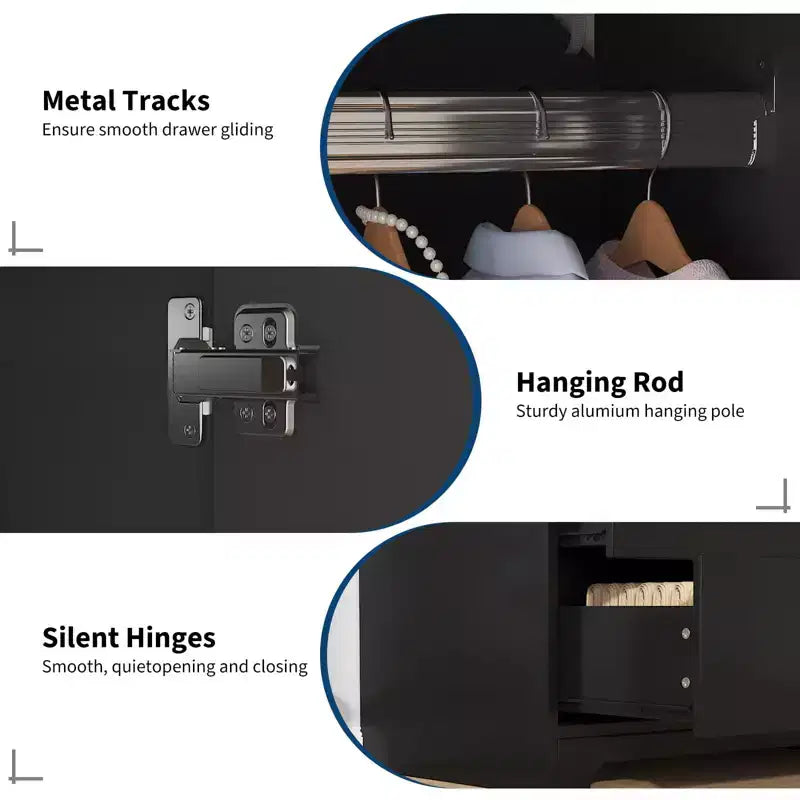 Armadio guardaroba moderno in legno da 71 pollici per camera da letto, con 2 ante, 2 cassetti, ripiani regolabili e barra appendiabiti