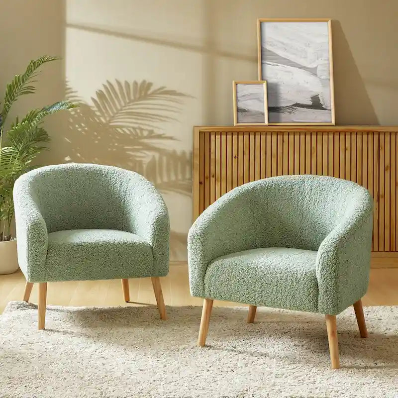 Sheila moderner Bouclé-Sessel, 30 W, mit Massivholzbeinen, 2er-Set von HULALA HOME
