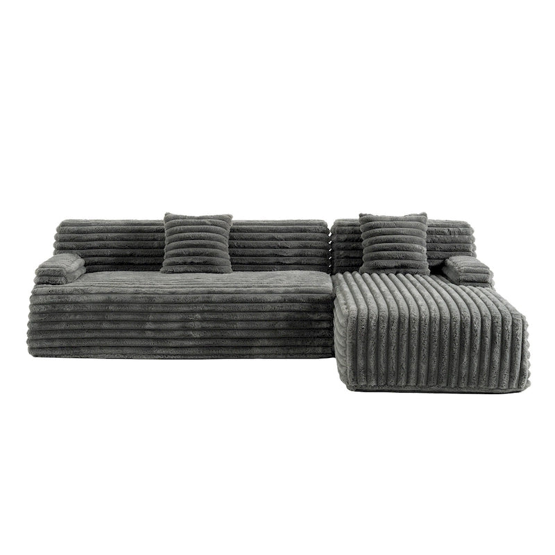 Modułowa sofa narożna Cloud, nowoczesna tapicerowana kanapa z 2 poduszkami dekoracyjnymi, dowolnie konfigurowana, w kształcie litery L
