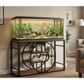 Aquarienunterschrank aus Metall für 55-75 Gallonen, robuster Fischbeckenständer mit Stauraumschrank, mehrstufiger Aquarienständer mit verstärkten Beinen, geeignet