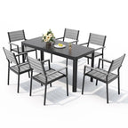 Aluminium tuinset voor buiten, 5/7-delig, met stapelbare stoelen en uitschuifbare tafel