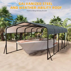 LinTimes 12x24 FT Metall-Carport mit Dach aus verzinktem Stahl, pulverbeschichtetem Rahmen und wasserabweisendem Schutz für Fahrzeuge im Freien