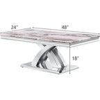 Moderne salontafel, rechthoekig model van 48 met X-vormige voet, voor de woonkamer