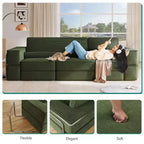 Veranderbare modulaire wolkenbank, comfortabele corduroy hoekbank met diepe zitting en hoge kussens, eenvoudig te monteren