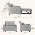 Sofá-cama ajustável 3 em 1, sofá-cadeirão extensível, cama dobrável convertível para sala de estar