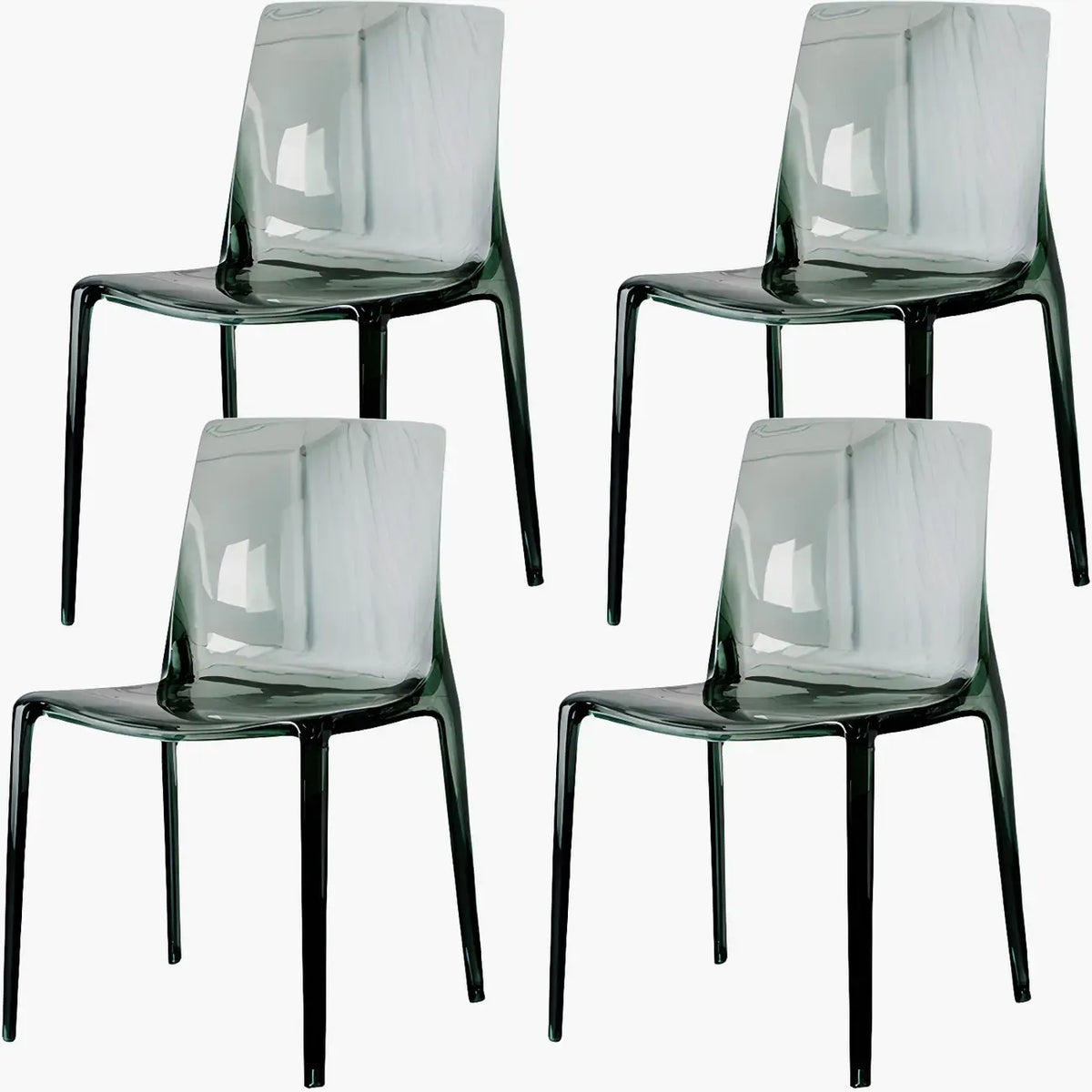 Chaise de salle à manger ambre en acrylique, sans accoudoirs et à dossier bas