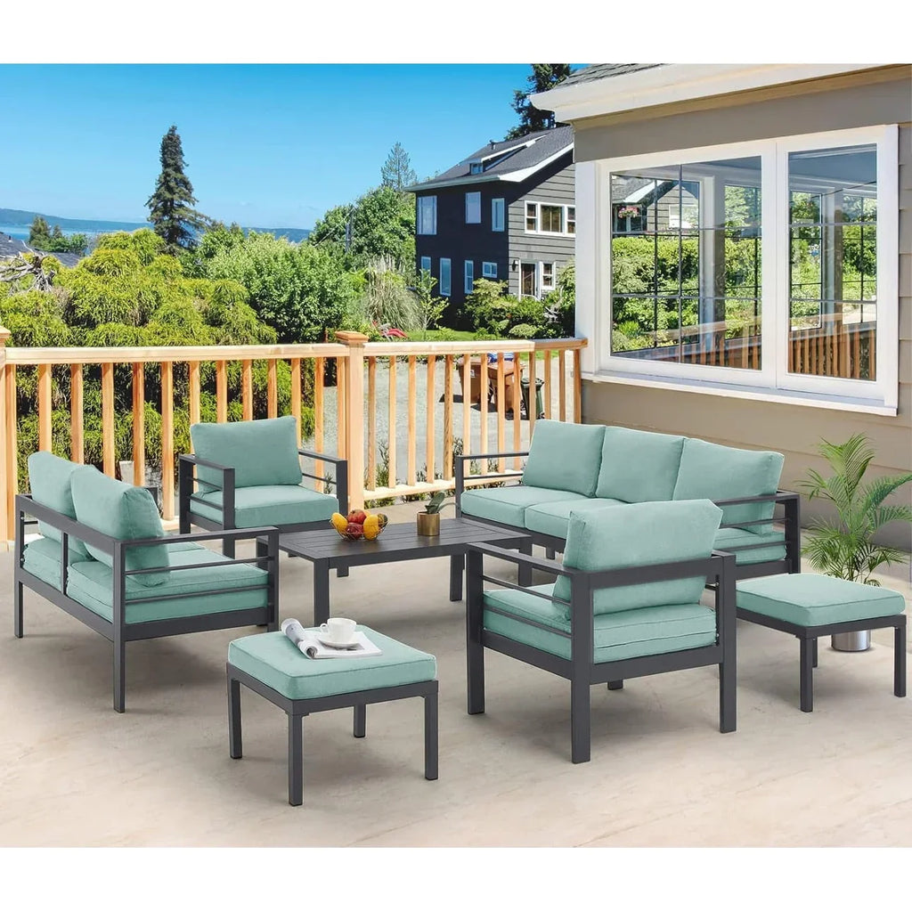 AECOJOY 7-teiliges Gartenmöbelset aus Aluminium für draußen