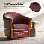 Pocono Übergangs-Stil-Drehfasssessel aus echtem Leder mit Massivholzgestell, 2er-Set, Artful Living Design