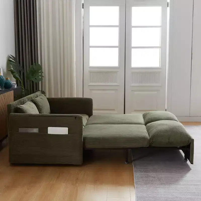Divano letto in velluto a coste da 64.5, convertibile 3 in 1 con letto estraibile