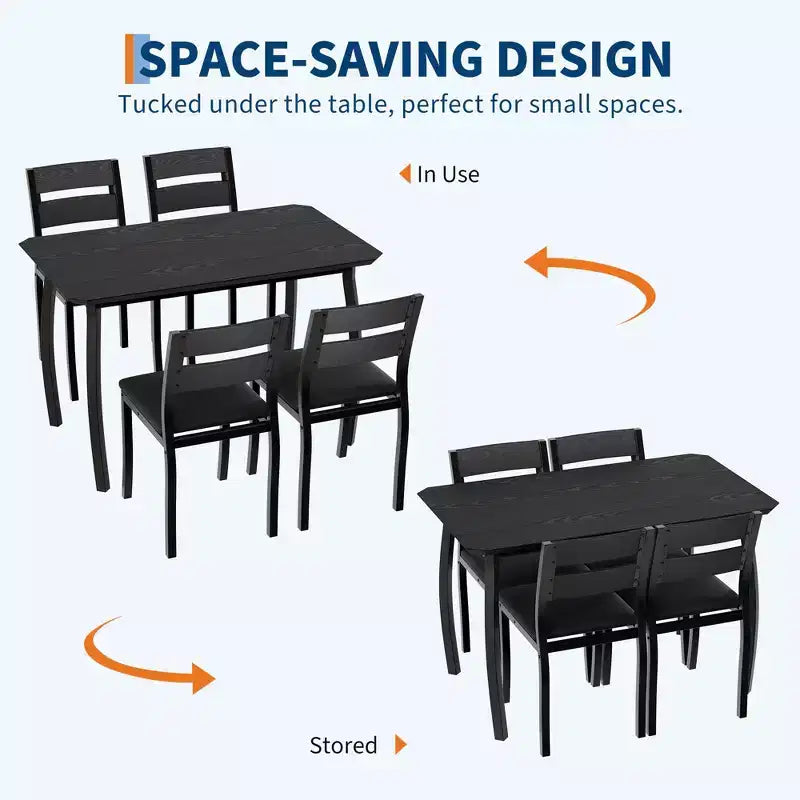 5-teiliges Küchenmöbel-Set mit Metallgestell, Tisch und Stühlen, mit abgeschrägtem Design