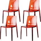 Chaise de salle à manger ambre en acrylique, sans accoudoirs et à dossier bas