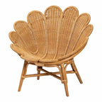Blossom Akzentstuhl in Blumenform aus honigfarbenem Rattan im Boho-Stil