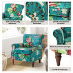 Araceli traditioneller gepolsterter Holzsessel mit Blumenmuster, Ohrenlehnen und Ziernägeln | ART OF LIVING DESIGNS