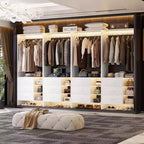 Besiost Set aus 4 Schrankorganisatoren mit Holzschubladen und Kleiderstangen