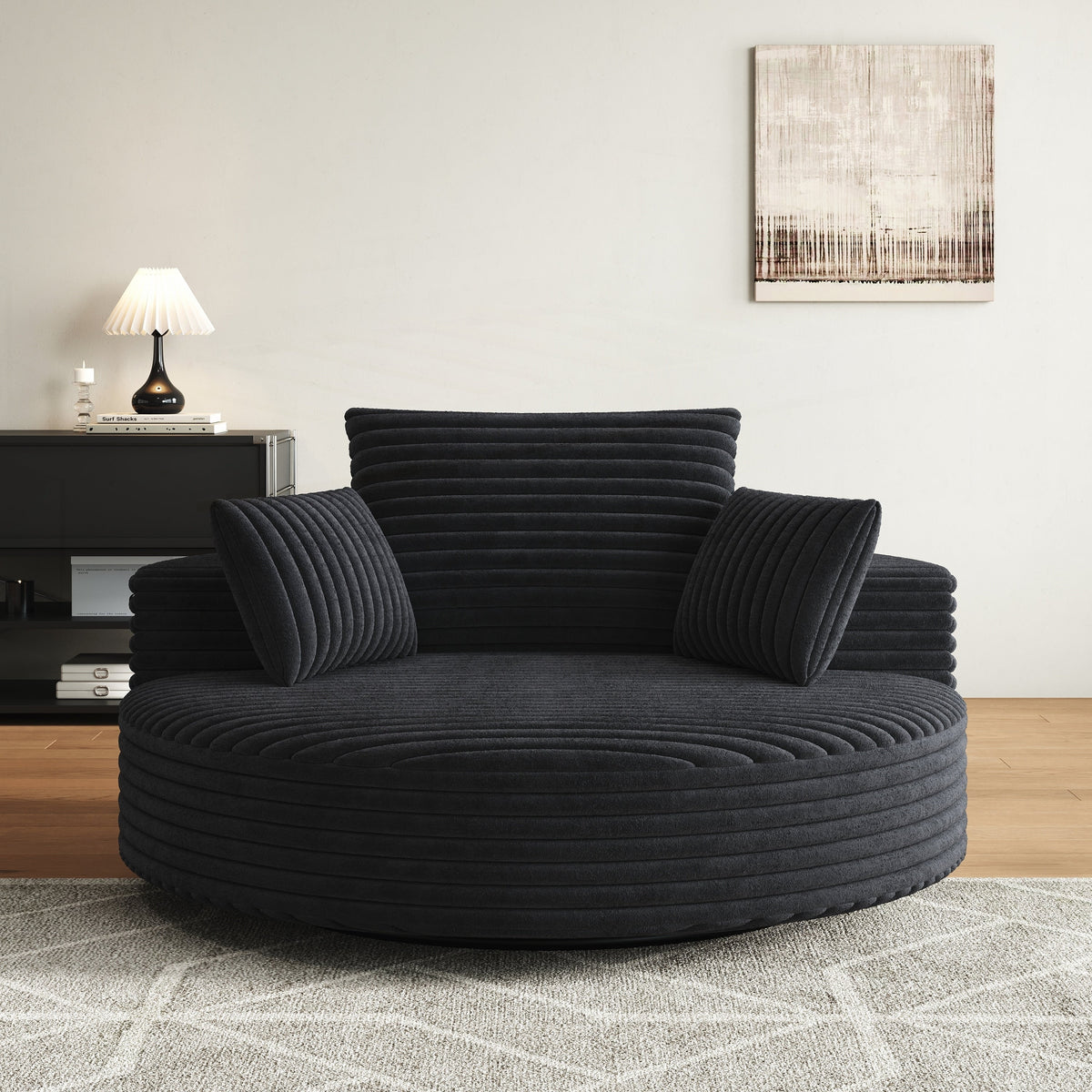 Draaifauteuil voor één persoon van corduroy, chenille en schuim